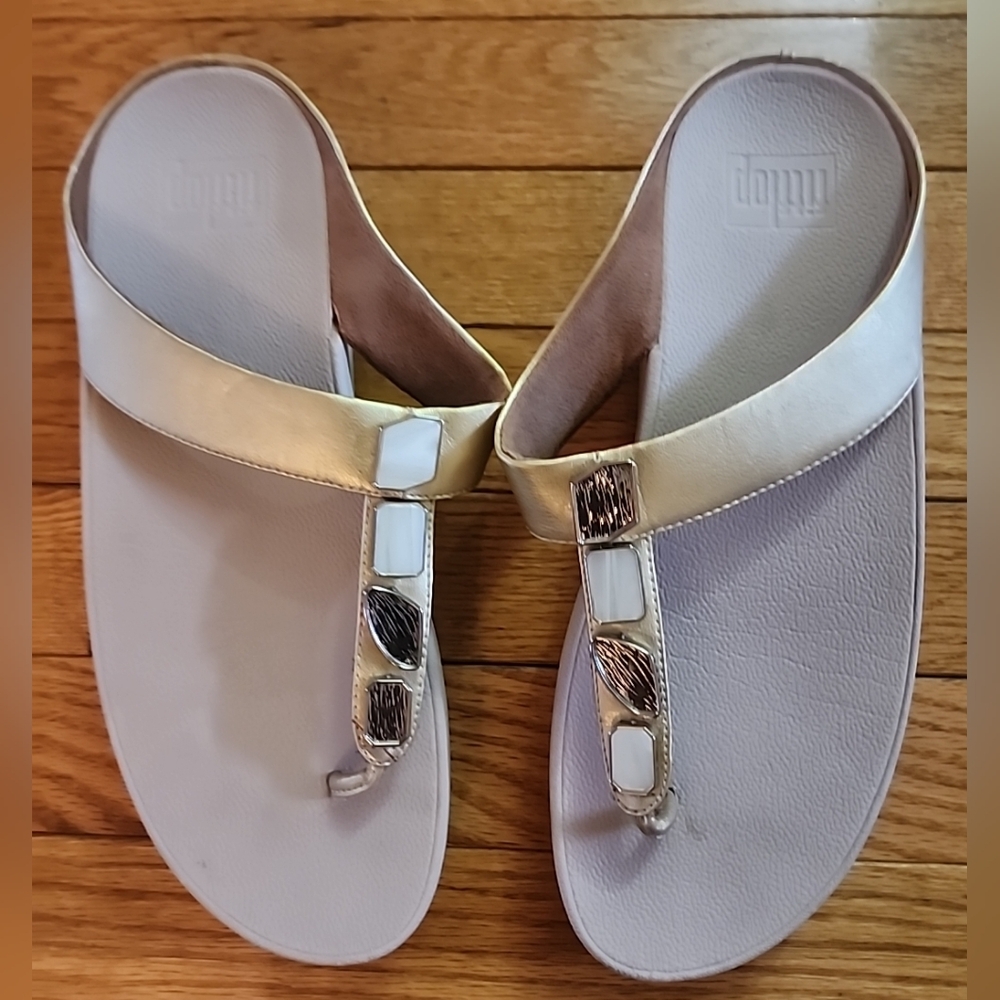 Fitflop Lulu Ultra Jewelled Metallic Gold Wedge Sandals